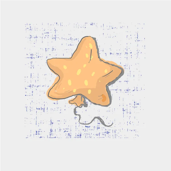 Sternförmige Ballon auf Grunge-Hintergrund niedlich kindischen Stil — Stockvektor