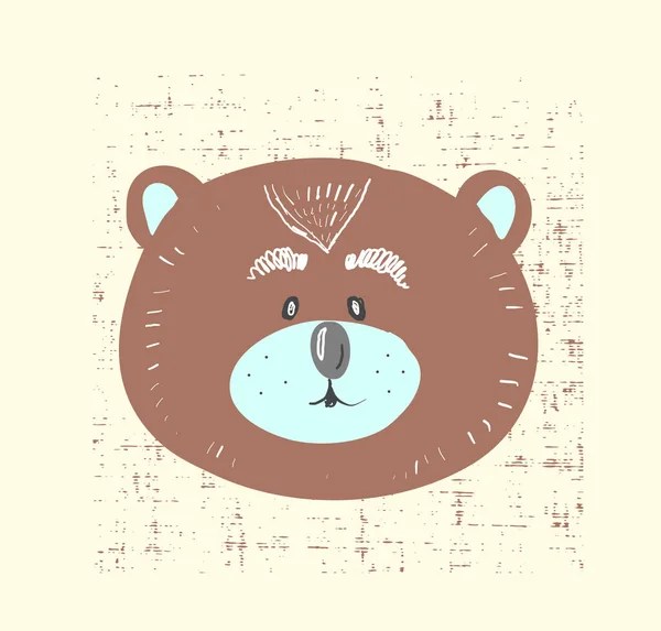 Tarjeta vectorial con oso lindo. Ilustración para impresiones infantiles, saludos, carteles, camiseta, packaging, invitaciones. Elemento para tu diseño. Divertido animal de dibujos animados . — Vector de stock