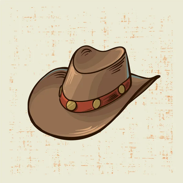 Cowboy Hut Vintage-Stil auf Grunge-Hintergrund-Vektor-Illustration — Stockvektor