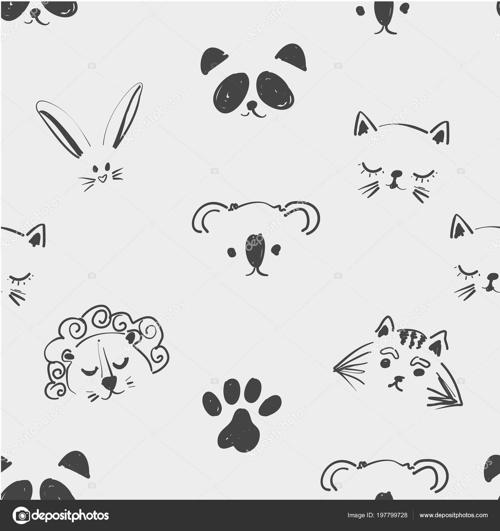 Seamless pattern of cute animal faces for t shirt, notebooks, card, fabric, fashion design. Trendy illustration tablet drawing freehand, imitation of children s drawings. Doodle art Stock Vector Image by ©Linakadrova #197799728 Seamless pattern of cute animal faces for t shirt, notebooks, card, fabric, fashion design. Trendy illustration tablet drawing freehand, imitation of children s drawings. Doodle art Stock Vector Image by ©Linakadrova #197799728