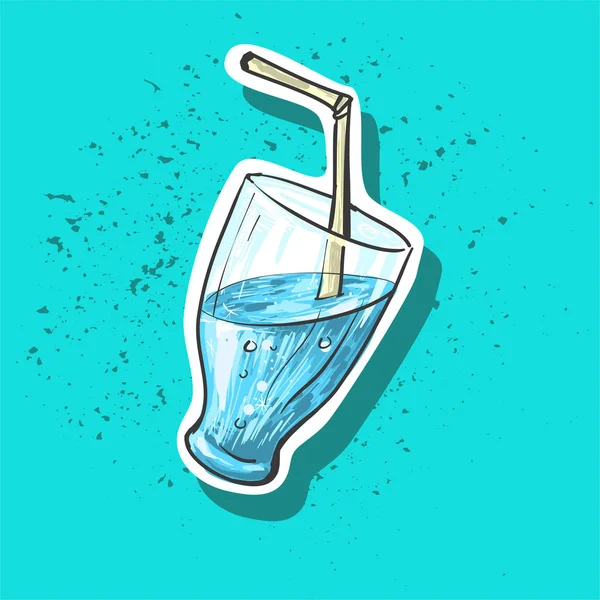 Blauwe zomer cocktail sticker mode patch badge illustratie — Stockvector
