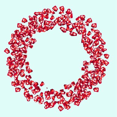 Vektör çerçeve çerçeve tatil, gıda doğal çevre gıda tasarım için yuvarlak nar taneleri ile