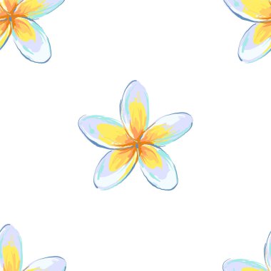 Plumeria çiçek seamless modeli yumuşak ihale renk tasarlamak beyaz