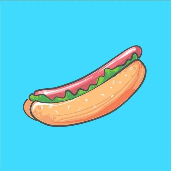 Hotdog. Illustrazione vettoriale isolato fast food per poster, menu, brochure, web e icona fastfood. — Vettoriale Stock
