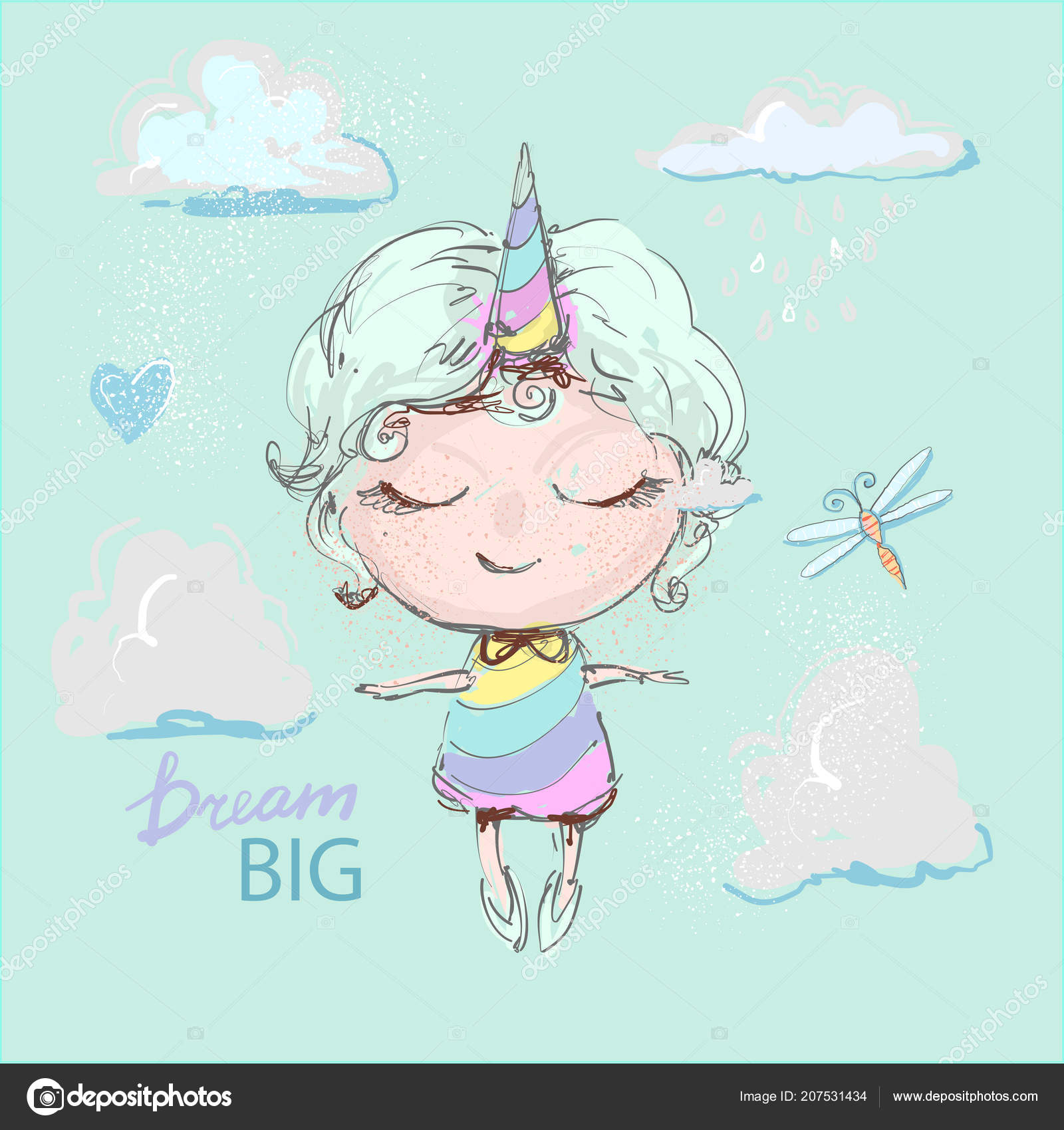 desenho menina unicórnio fofo