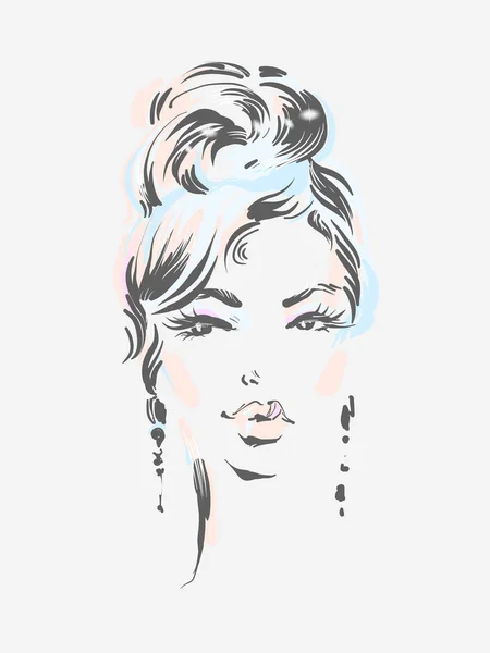 Belle femme portant des boucles d'oreilles. Illustration vectorielle eps 10 — Image vectorielle