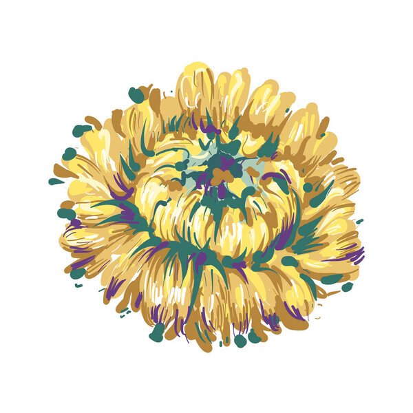 Luxurious decorative vector yellowAster flower for floral decoration, embroidery