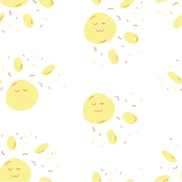 Cute Sun seamless pattern, children s illustration, simple stylization, vector — Stock Vector