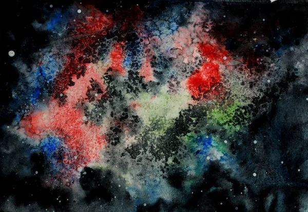 Фантастичне мистецтво водного кольору з космосом Північне сяйво в небі — стокове фото