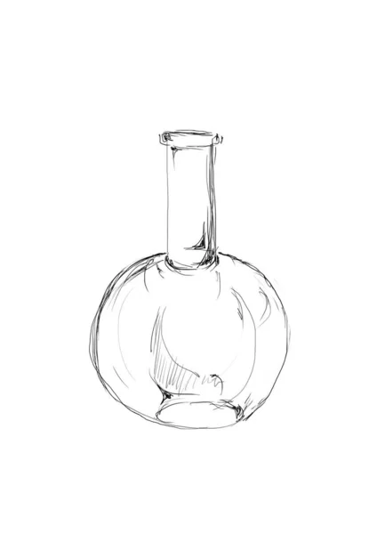 Linha de desenho manual arte do frasco químico — Fotografia de Stock