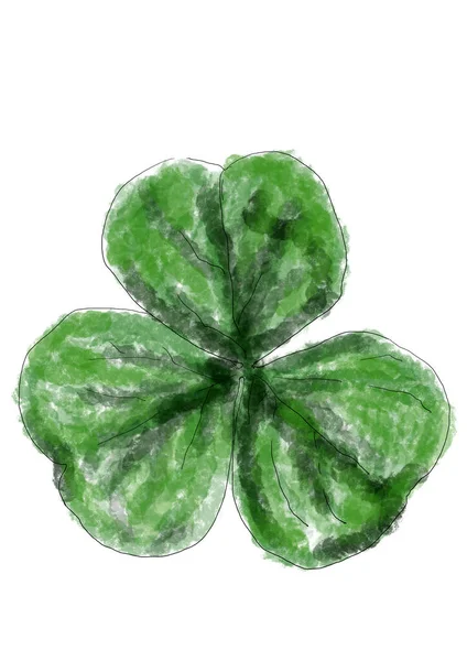 Ręcznie rysunek sztuka cyfrowa zielony trefoil — Zdjęcie stockowe