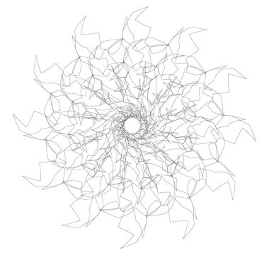 yuvarlak dekoratif fraktal mandala vektör çizgisi sanatı 