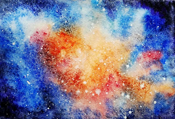 Handmålade akvarell kosmos natthimmel — Stockfoto