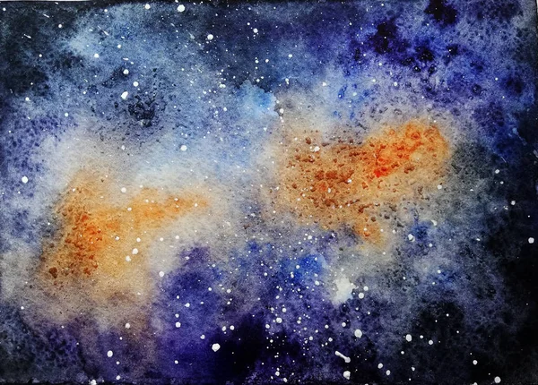 Ручная роспись акварели космос ночное небо — стоковое фото