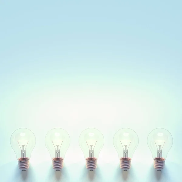Light Bulb Light Pastel Blue Background Copy Space Your Text — Stock Photo, Image