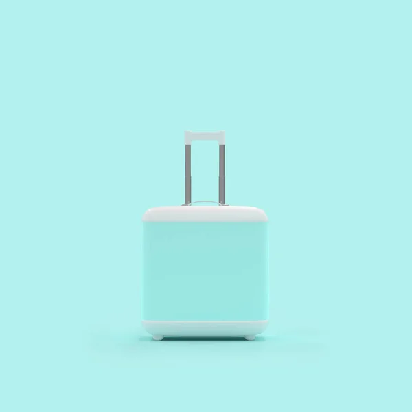 Travel Suitcase Pastel Blue Color Isolated Blue Background Clipping Path — Stock Photo, Image