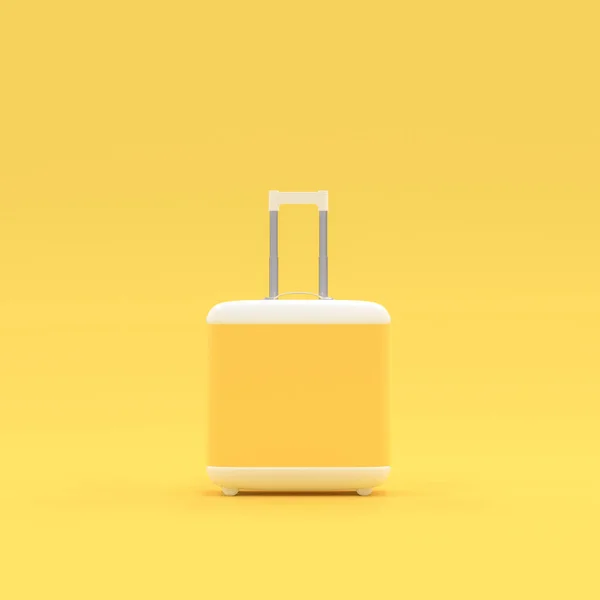 Bavul Pastel Sarı Renk Sarı Arka Plan Üzerinde Izole Seyahat — Stok fotoğraf
