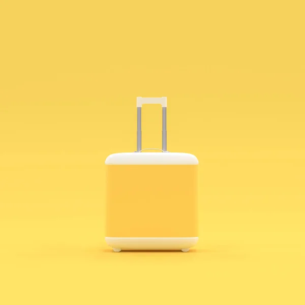 Bavul pastel sarı renk sarı arka plan üzerinde izole seyahat. kırpma yolunu ve mock-up metniniz 3d render için.