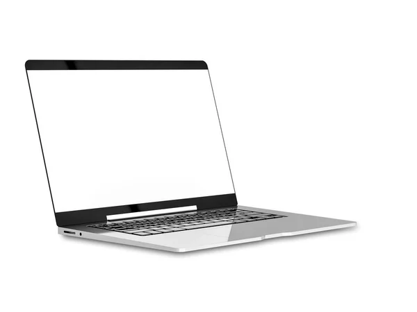 Laptop Con Pantalla Blanco Aislado Fondo Blanco Con Ruta Recorte — Foto de Stock