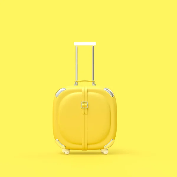 Travel Suitcase Pastel Yellow Color Isolated Yellow Background Clipping Path — Stock Photo, Image