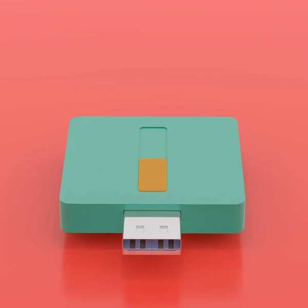 USB flash drive pop art color style and copy space for your text, 3d render.
