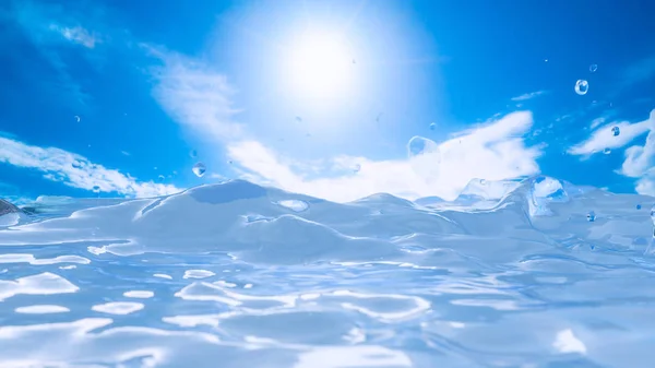Światło Słoneczne Wodą Błękitnego Nieba Tło Render — Zdjęcie stockowe
