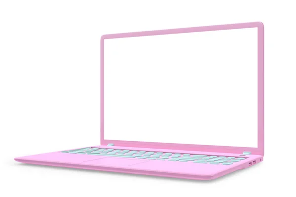 Mock Laptop Roze Kleur Met Leeg Scherm Geïsoleerd Het Uitknippad — Stockfoto