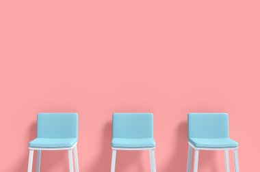 Üç sandalye en az kavramı mavi 