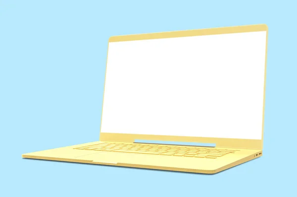 Mock up laptop yellow color — Stock Photo, Image