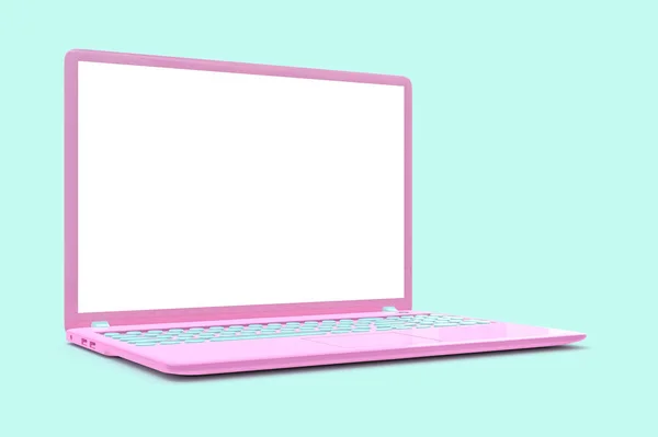 Attrappe Laptop rosa Farbe — Stockfoto