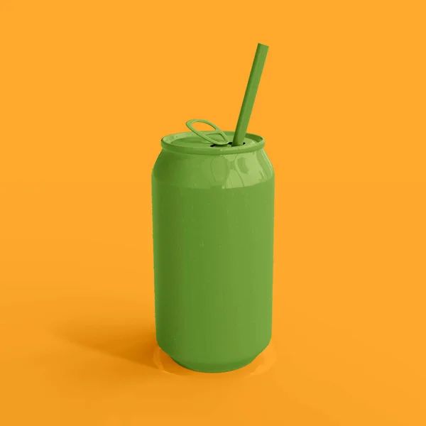 Puszka po napoju makieta żółte i zielone — Zdjęcie stockowe