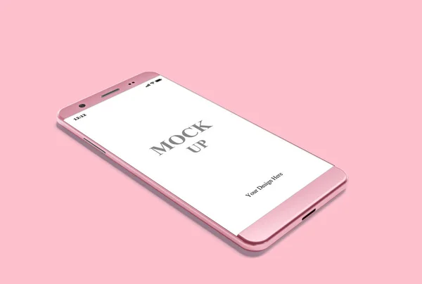 Smartphone Mockup color rosa con ruta de recorte . — Foto de Stock