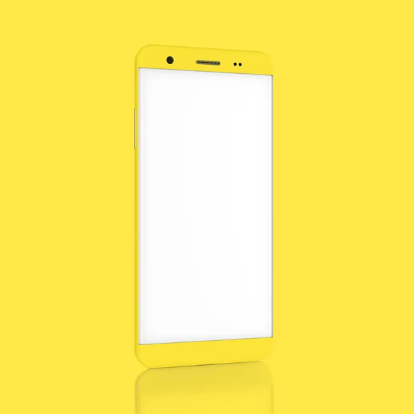 Smartphone Mockup Color Pastel Amarillo Con Ruta Recorte Concepto Mínimo — Foto de Stock