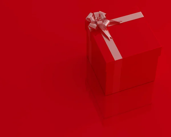 Rote Geschenkbox Und Kopieren Sie Platz Für Ihren Text Minimales — Stockfoto