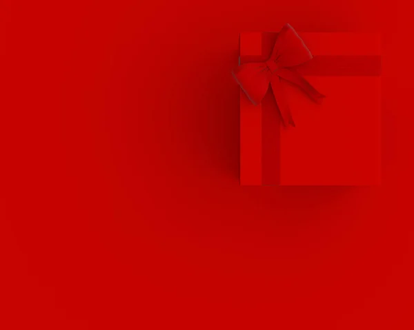 Scatola Regalo Rossa Copia Spazio Testo Concetto Minimale Render — Foto Stock