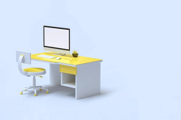 En az fikir kavramı, bilgisayar mock-up iş Danışma sarı renk ile kopya alanı metni üzerinde. 3D render.