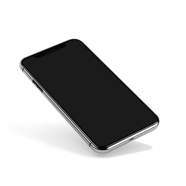 Metin için kırpma yolu ile beyaz arka planda izole metal akıllı telefon mock-up, 3D render.