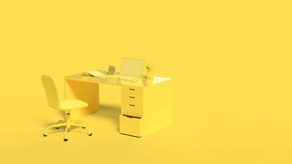 Мінімальна концепція ідеї. ноутбук макет жовтого фону — стокове фото
