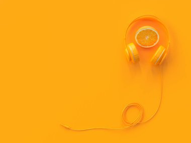 Minimal fikir kavramı. turuncu kulaklık