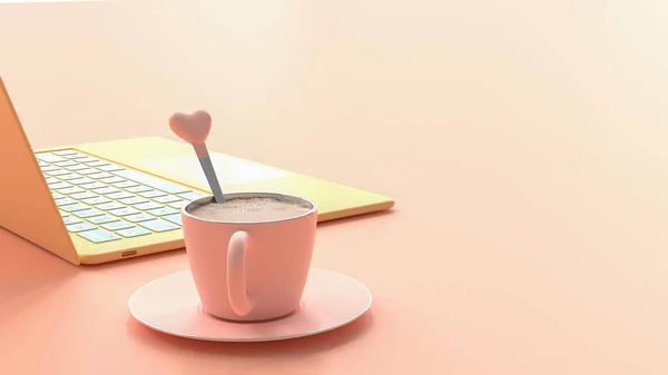 Pastellfarbenes Konzept. Kaffee rosa Tasse — Stockfoto