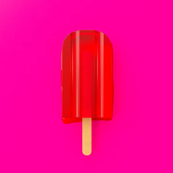 Palitos de helado rojo sobre fondo de papel rosa . — Foto de Stock