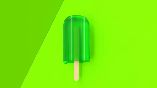 Green Ice cream sticks on green paper background. — Stock Photo, Image