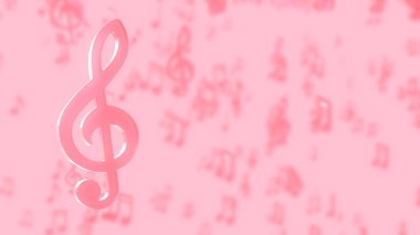 Pembe pastel renk arka plan pembe müzik notaları.