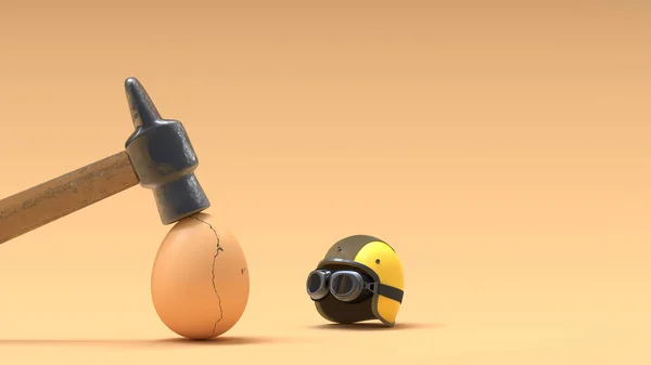 Розбиті яйця, тому що вони не носять шоломів . — стокове фото
