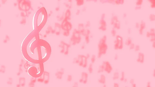 Notes musicales roses sur fond rose pastel . — Photo
