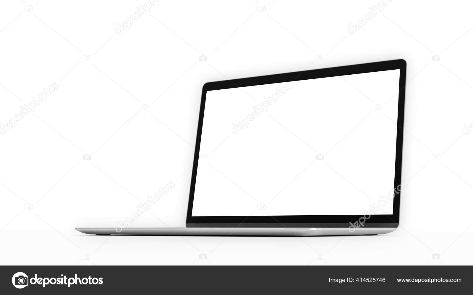 Laptop Blank Screen Computer Mockup Clipping Path Render Stock Photo by