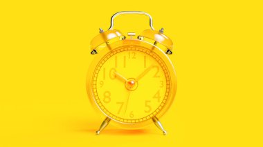 Kırpma yolu olan saydam sarı alarm saati. Asgari fikir konsepti, 3B Render.