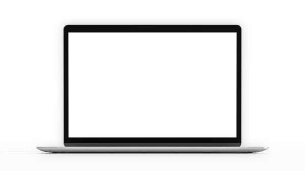 ブランクスクリーン付きのラップトップ コンピュータのモックアップとクリッピングパス 3Dレンダリング — ストック写真