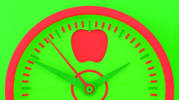 Clock Mock Looks Red Apple Your Text Health Idea Concept — Stock Photo, Image