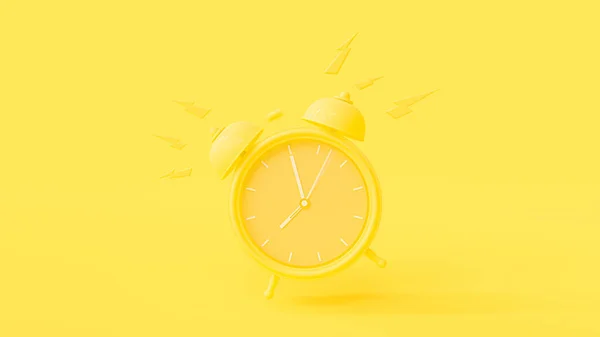 Kırpma yolu olan sarı alarm saati. Alarm 08.00 'de. Asgari fikir konsepti, 3B Render.